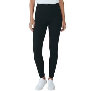 Women With Control Ponte Pants Black Pull On Slim Straight Leggings Size L